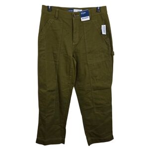 NWT Old Navy High Waisted Utility Pants Moss Green Brown Carpenter Size 12